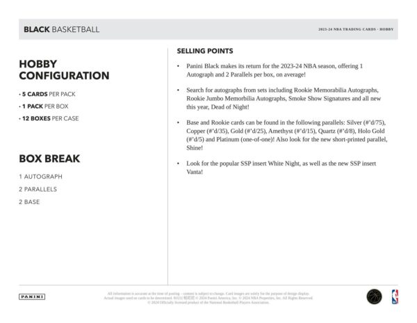 2023/24 Panini Black Basketball Hobby Box - Image 7