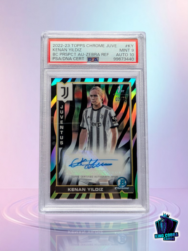 2022-23 Topps Chrome Juve Kenan Yildiz BC Prospect AU Zebra /75