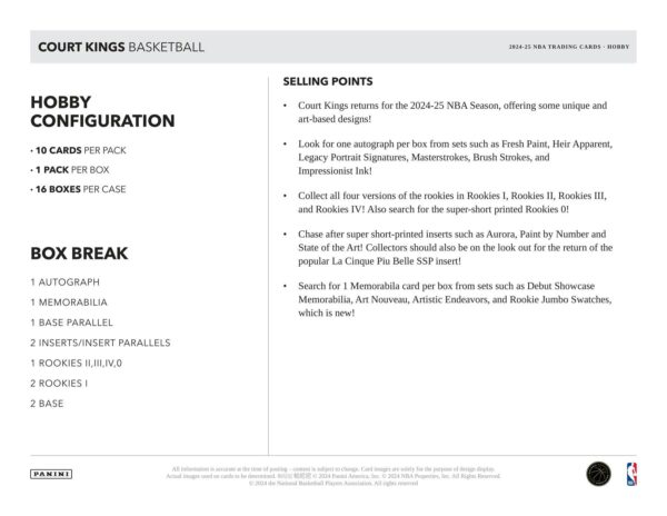 2024/25 Panini Court Kings Basketball Hobby Box - Image 8