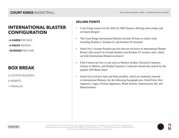 2024/25 Panini Court Kings Basketball International Blaster Box - Image 7