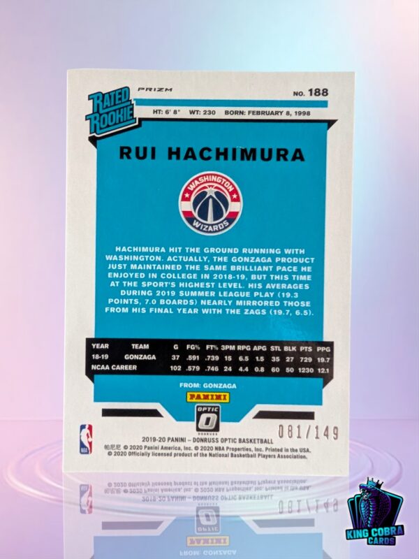 2019-20 Panini Optic Rated Rookie Rui Hachimura RC /149 - Image 2