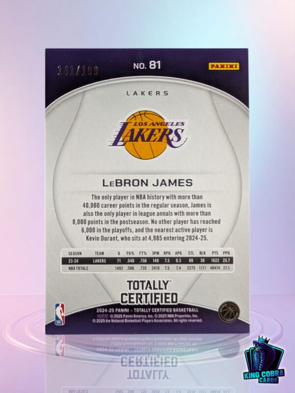 2024-25 Panini Totally Certified Lebron James /199 - Image 2