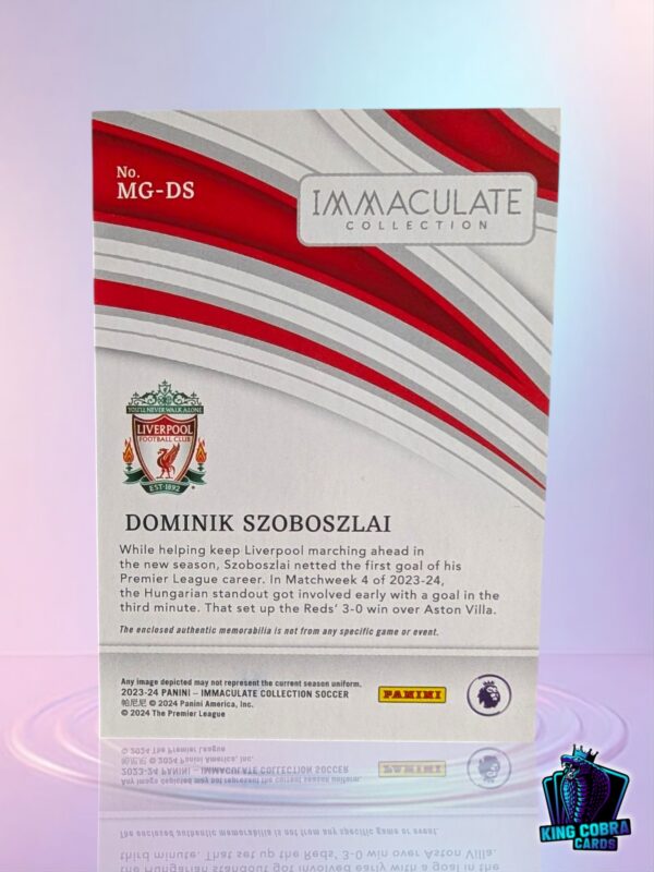 2023-24 Panini Immaculate Magnificent Memorabila Dominik Szoboszlai – Liverpool /99 - Image 2