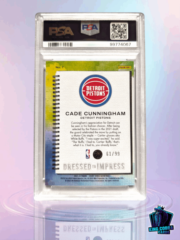 2021 Court Kings Cade Cunningham Dressed to Impress Amethyst /99 PSA 10 - Image 2