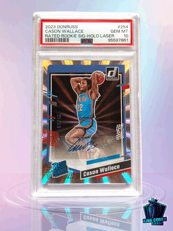 2023 Panini Donruss Cason Wallace Rated Rookie Sig-Holo Laser /99 PSA 10