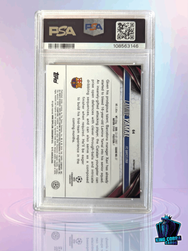 2023-24 Topps Chrome UCC Lamine Yamal Refractor PSA 10 - Image 2