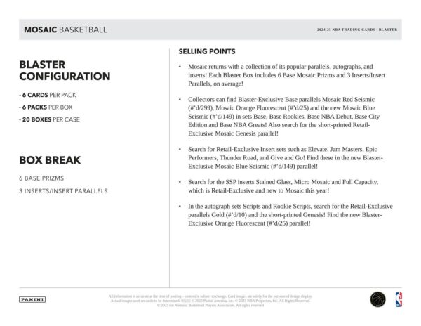 2024/25 Panini Mosaic Basketball 6-Pack Blaster Box - Image 7