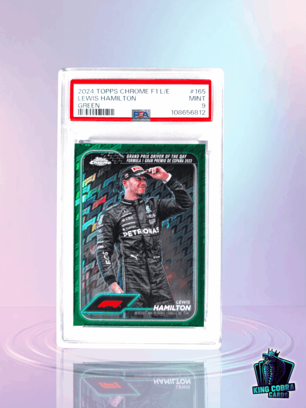 2024 Topps Chrome F1 Logofractor Lewis Hamilton Green /99 PSA 9