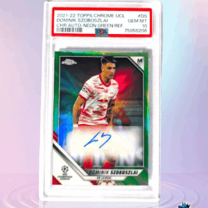 2021-22 Topps Chrome UCL Szoboszlai Dominik Chrome Auto Neon Green Ref. /99 PSA 10