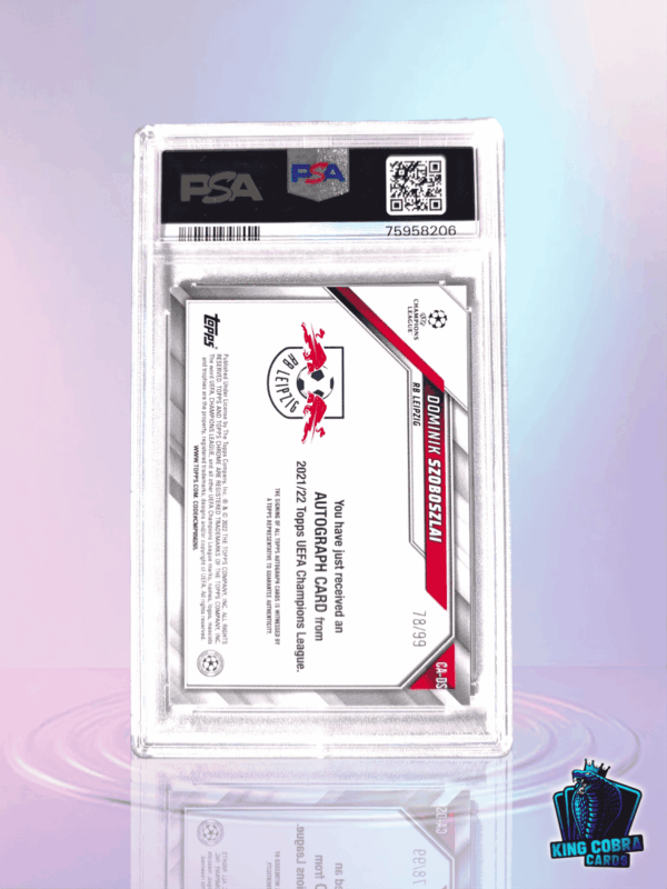 2021-22 Topps Chrome UCL Szoboszlai Dominik Chrome Auto Neon Green Ref. /99 PSA 10 - Image 2